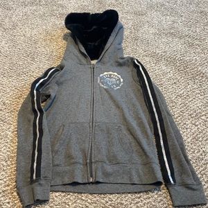 Justice size 10 zip up hoodie with fur lined hood